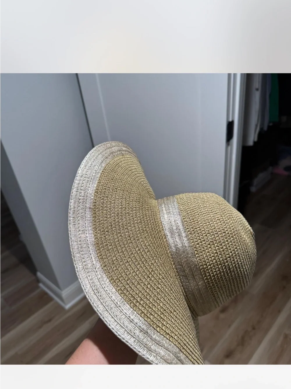 Magid Wide-Brim Straw Sun Hat in Natural Beige with Metallic Trim